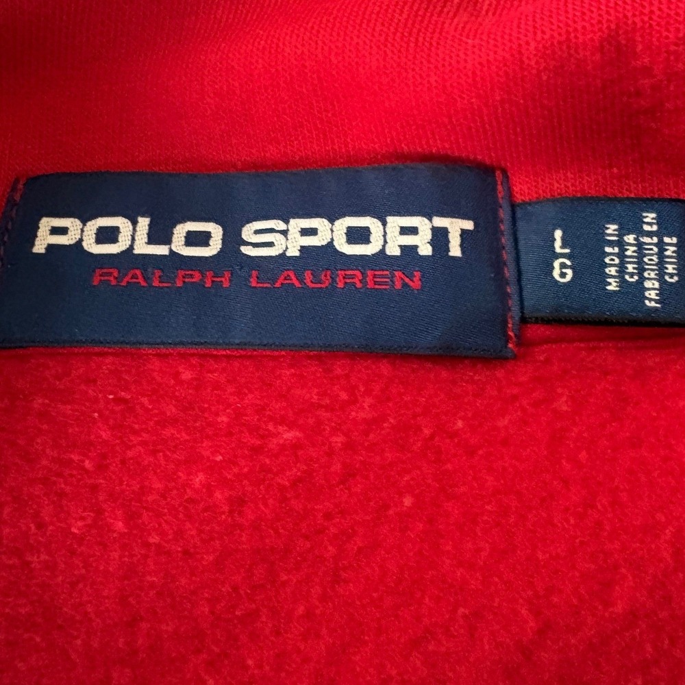 VTG Polo Sport Ralph Lauren 1/4 Zip Sweatshirt L Red USA Flag Sportswear Street - Picture 4 of 6